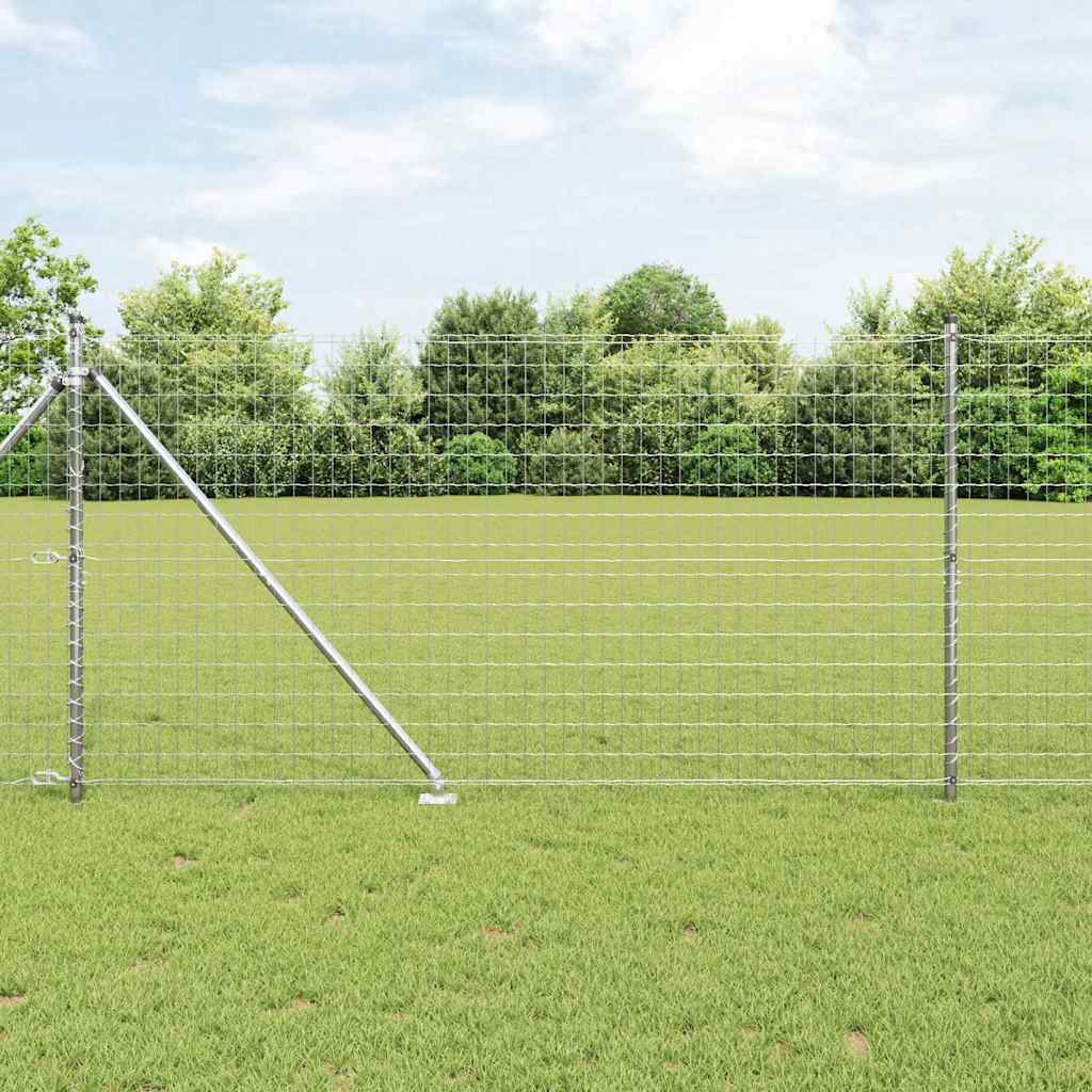 Vidaxxl Zaun mit Pfosten Silber 1,2 x 10 m Stahl