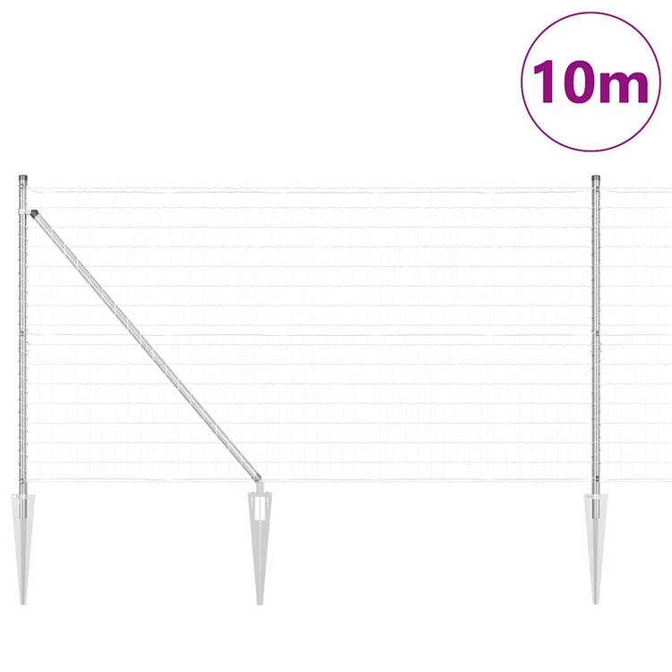 Vidaxxl Zaun mit Pfosten Silber 1,2 x 10 m Stahl