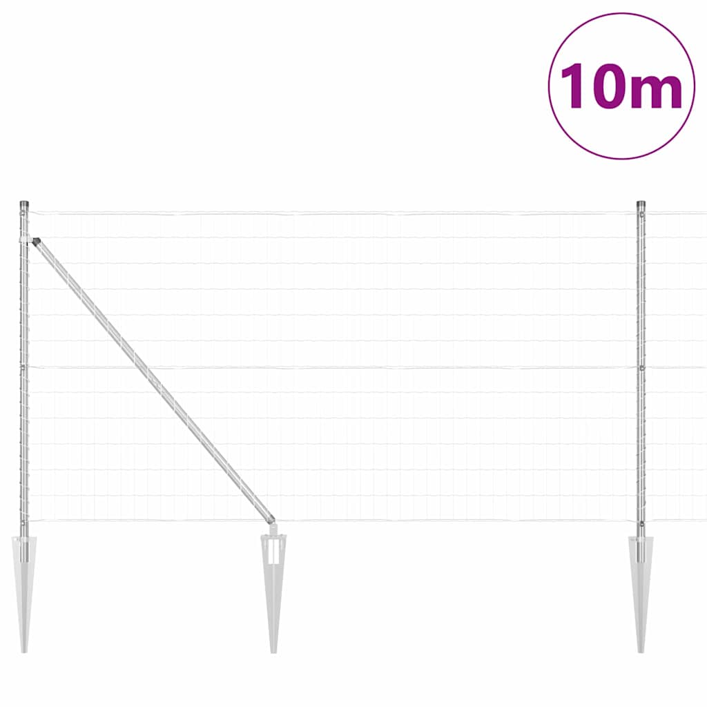 Vidaxxl Zaun mit Pfosten Silber 1 x 10 m Stahl
