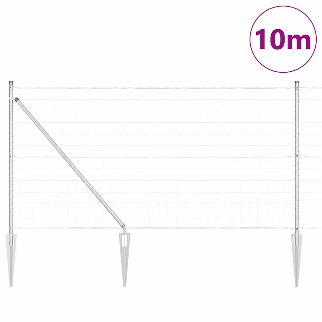 Vidaxxl Zaun mit Pfosten Silber 1 x 10 m Stahl