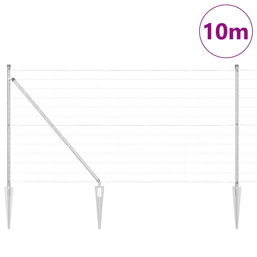 Vidaxxl Zaun mit Pfosten Silber 1,2 x 10 m Stahl