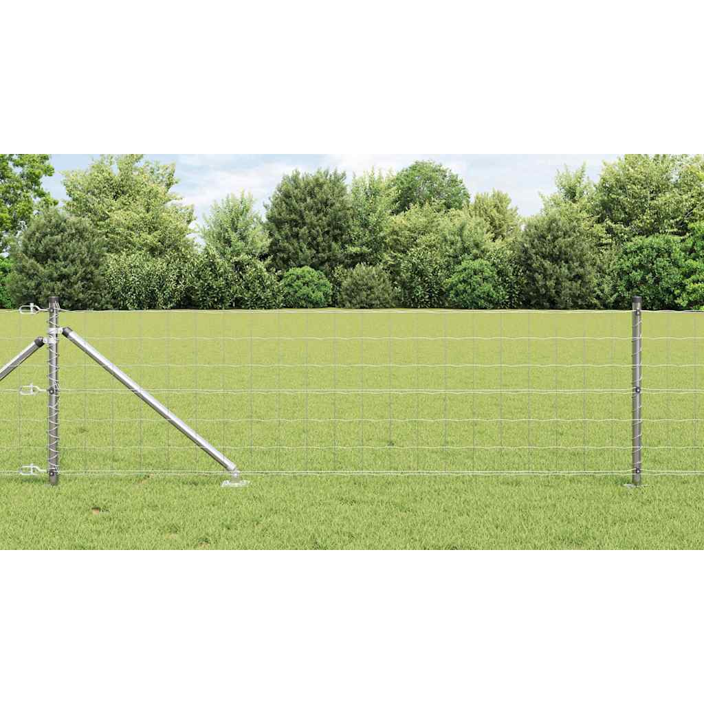 Vidaxxl Zaun mit Pfosten Silber 0,8 x 10 m Stahl