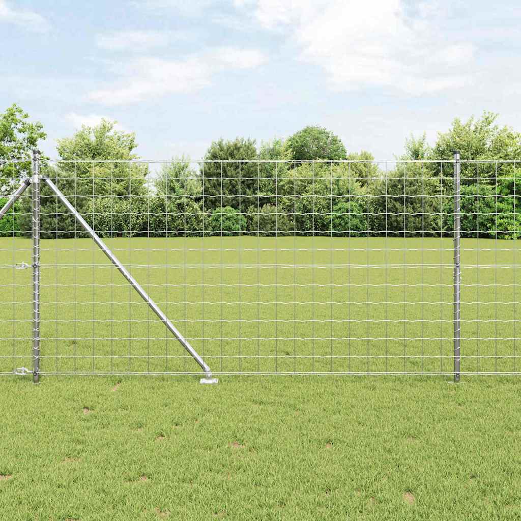 Vidaxxl Zaun mit Pfosten Silber 1,4 x 10 m Stahl