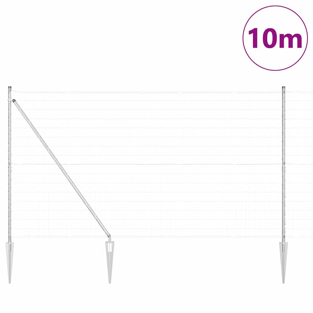 Vidaxl Zaun mit Pfosten Silber 1,5 x 10 m Stahl