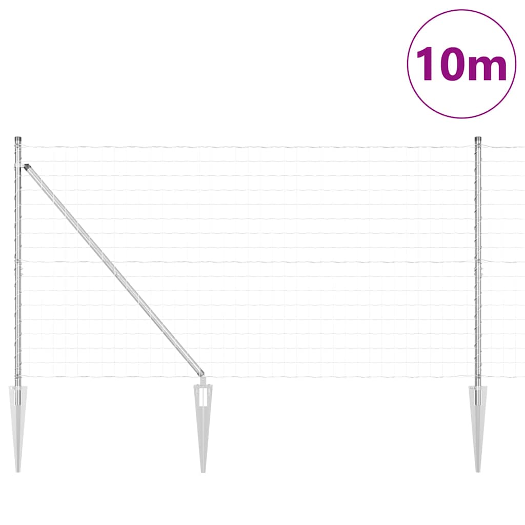 Vidaxxl Zaun mit Pfosten Silber 1,2 x 10 m Stahl