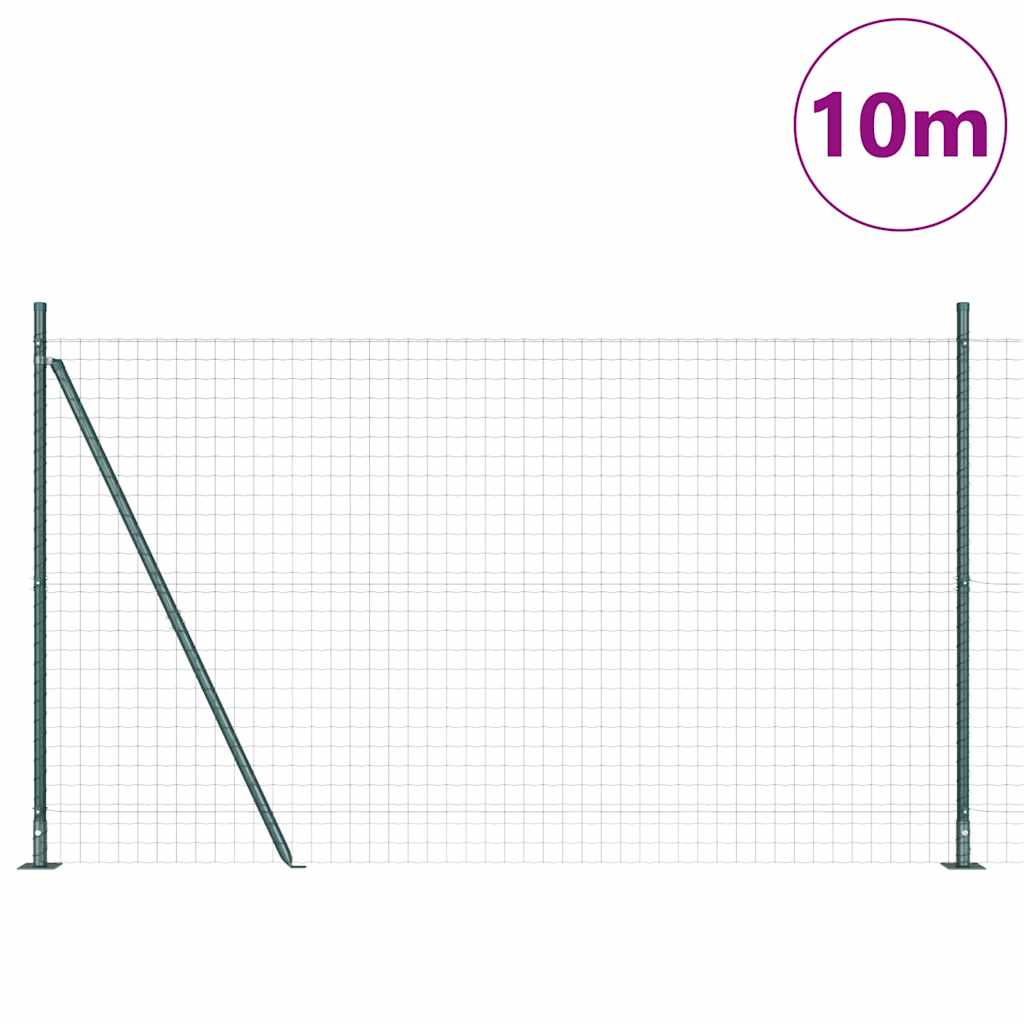 Vidaxxl-Zaun mit Pfosten grün 1,4 x 10 m aus Stahl und PVC