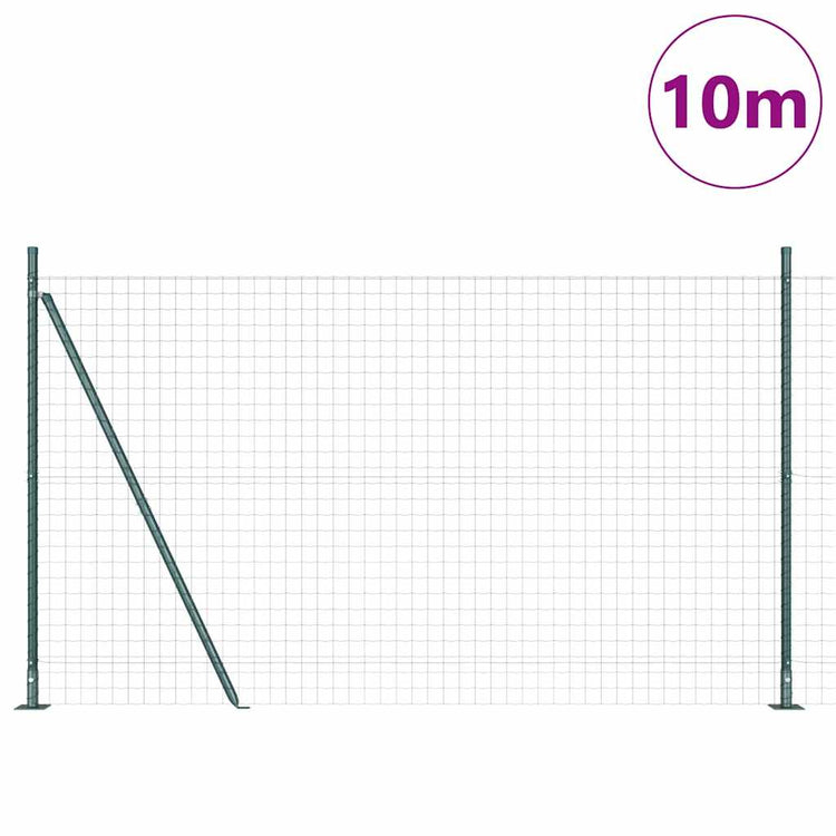 Vidaxl-Zaun mit grünen Pfosten 1,5 x 10 m aus Stahl