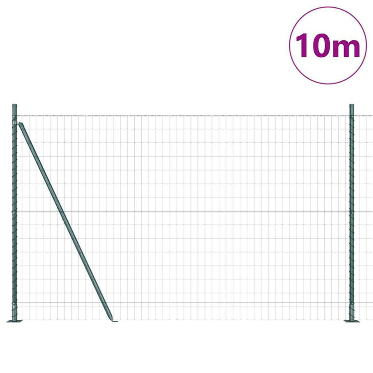 Vidaxl-Zaun mit Pfosten grün 1,6 x 10 m aus Stahl und PVC