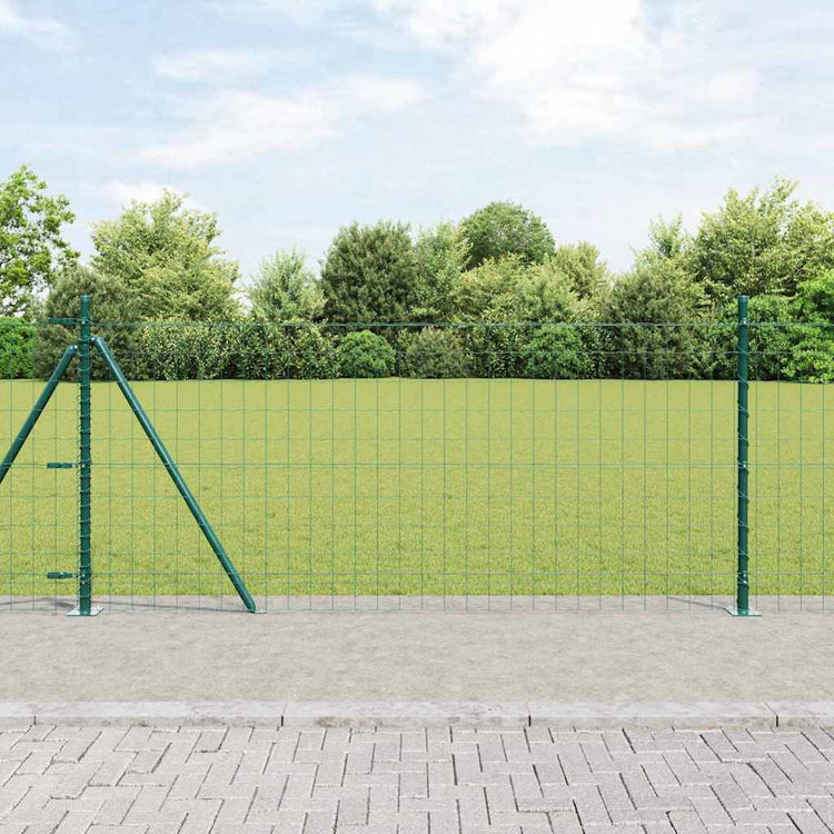Vidaxl-Zaun mit Pfosten grün 0,8 x 10 m aus Stahl und PVC