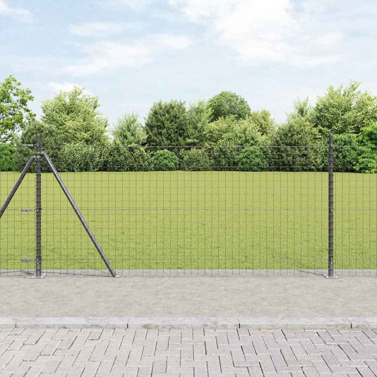 Vidaxl-Zaun mit Pfosten grau 0,8 x 10 m aus Stahl und PVC