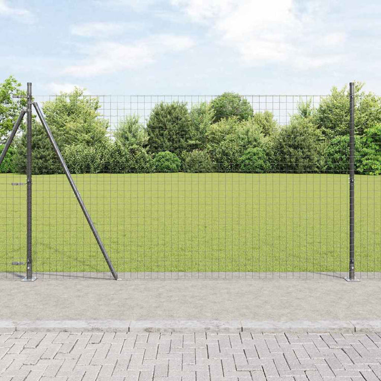 Vidaxl-Zaun mit Pfosten grau 1,5 x 10 m aus Stahl und PVC