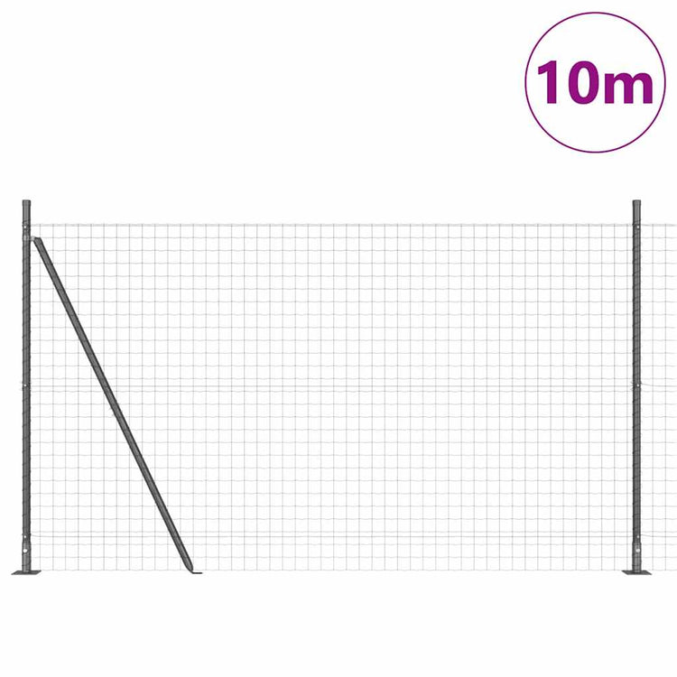 Vidaxl-Zaun mit Pfosten grau 1,5 x 10 m aus Stahl und PVC