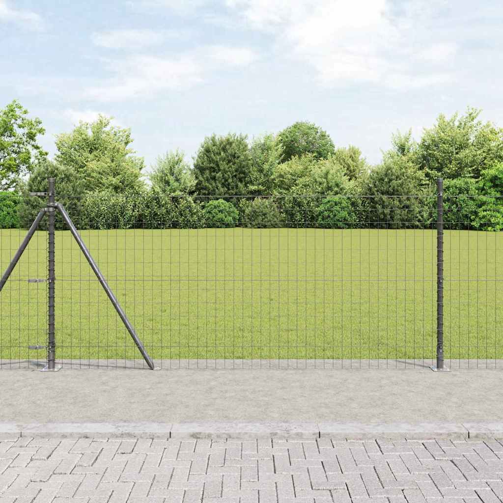 Vidaxl-Zaun mit Pfosten grau 1 x 10 m aus Stahl und PVC