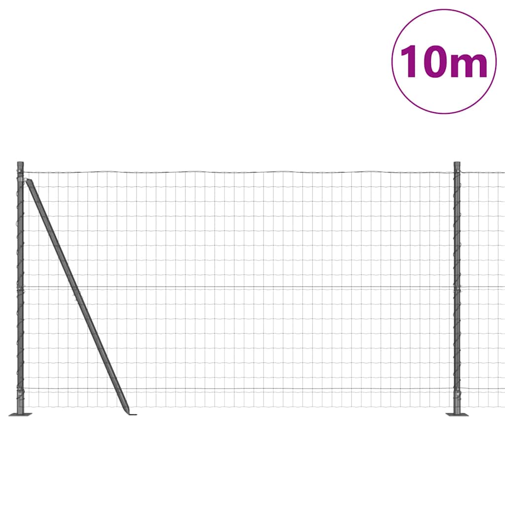 Vidaxl-Zaun mit Pfosten grau 1,2 x 10 m aus Stahl und PVC