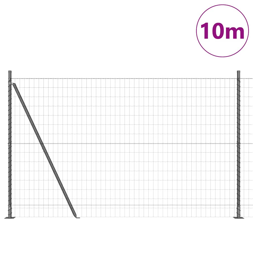 Vidaxl-Zaun mit Pfosten grau 1,4 x 10 m aus Stahl und PVC