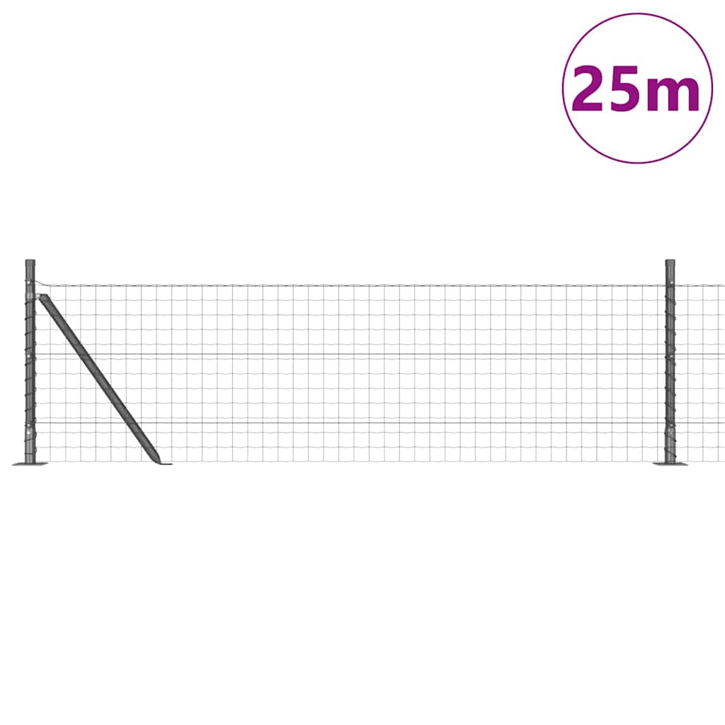Vidaxl-Zaun mit Pfosten grau 0,4 x 25 m aus Stahl und PVC