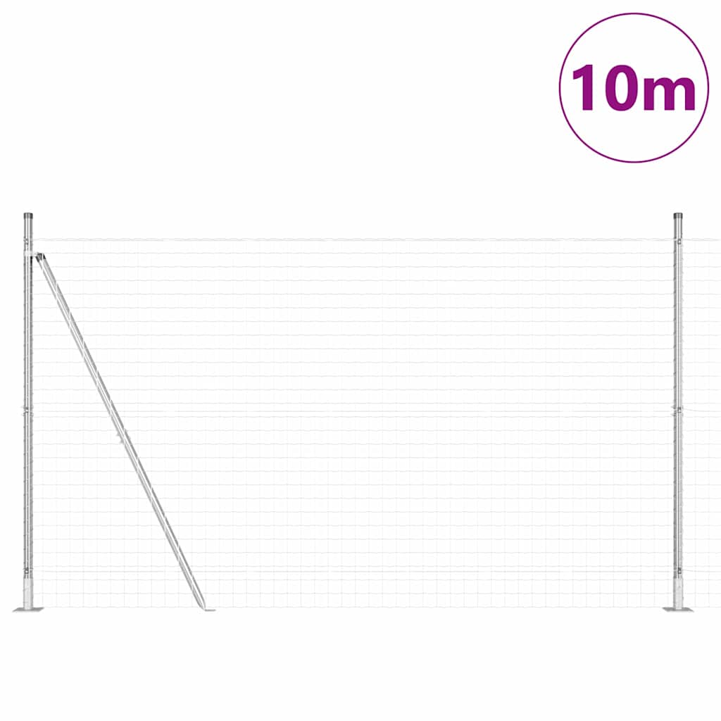 Vidaxxl Zaun mit Pfosten Silber 1,6 x 10 m Stahl