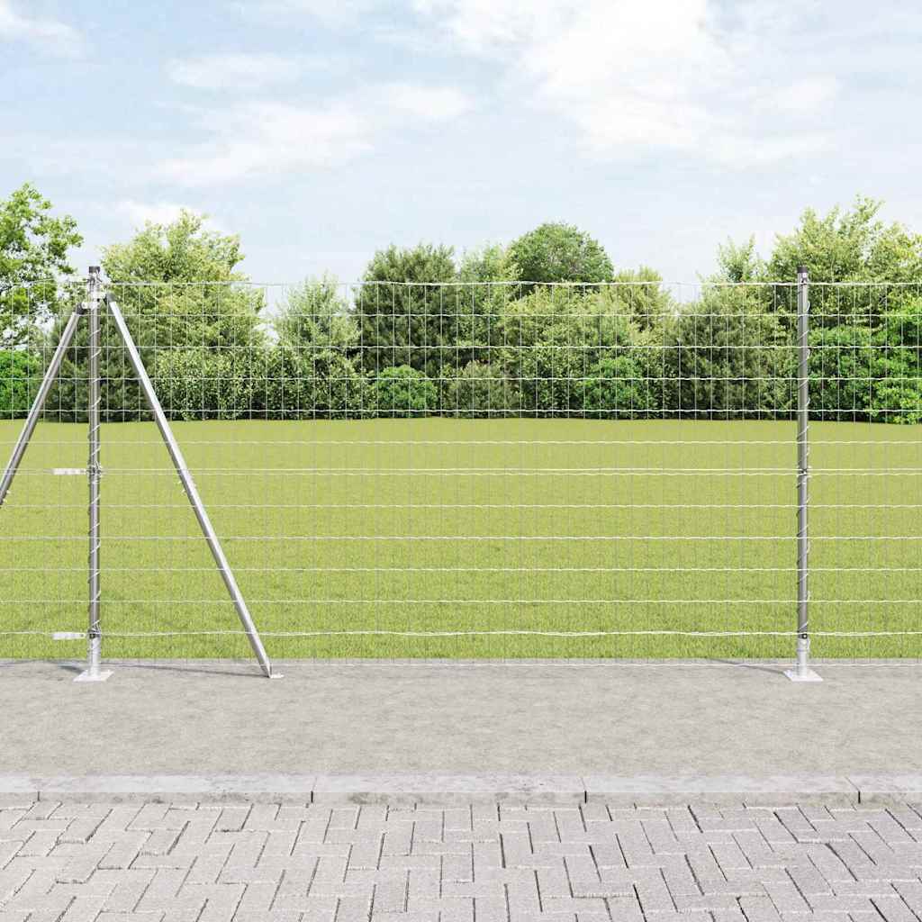 Vidaxxl Zaun mit Pfosten Silber 1,2 x 10 m Stahl