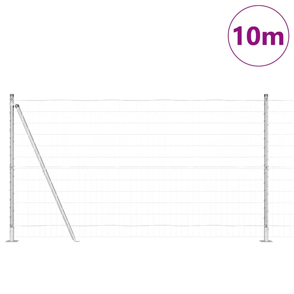 Vidaxxl Zaun mit Pfosten Silber 1,2 x 10 m Stahl