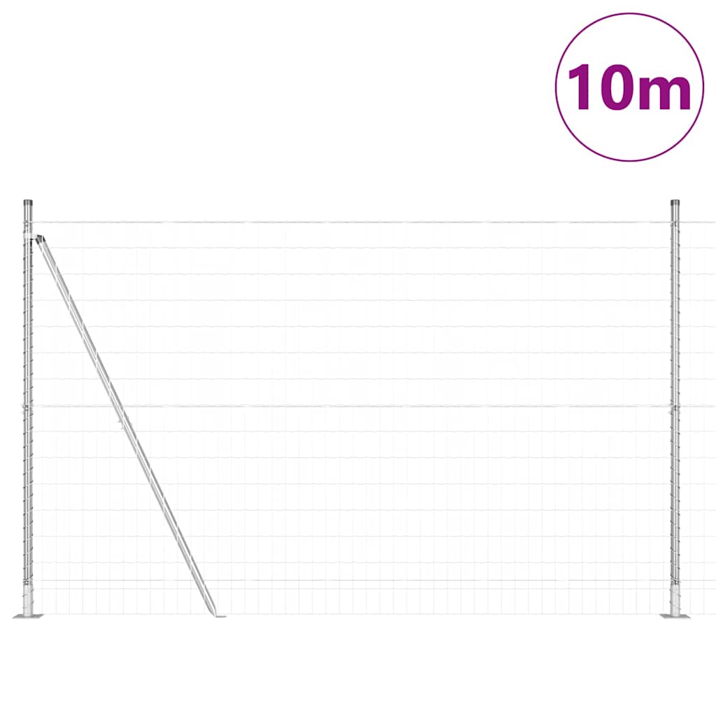 Vidaxxl Zaun mit Pfosten Silber 1,4 x 10 m Stahl