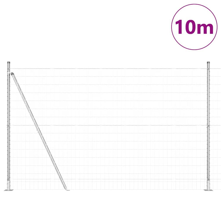 Vidaxl Zaun mit Pfosten Silber 1,5 x 10 m Stahl