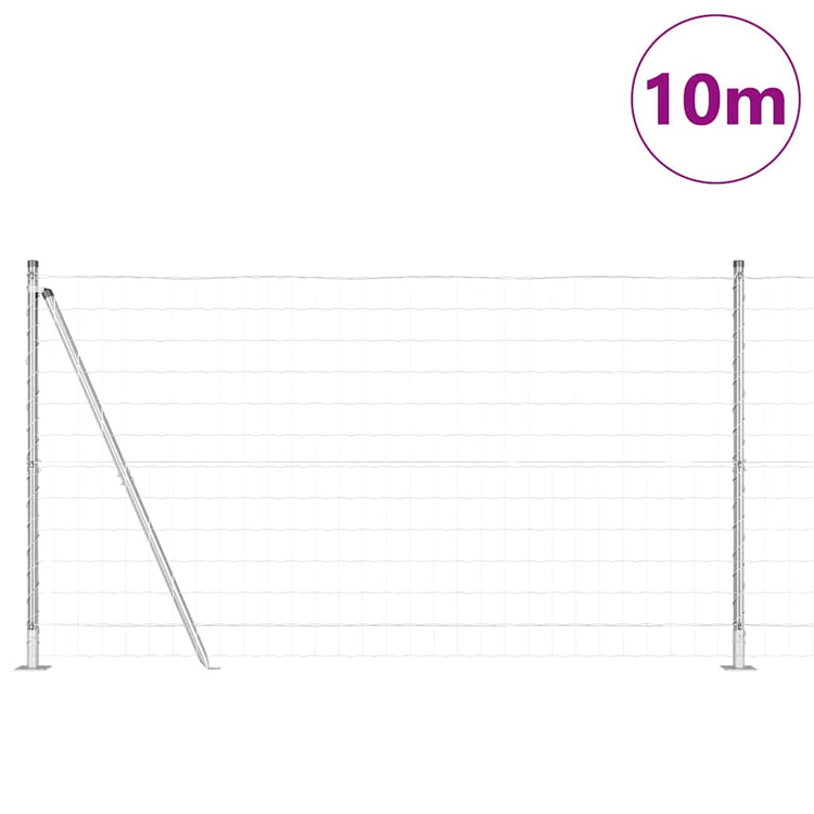Vidaxxl Zaun mit Pfosten Silber 1,2 x 10 m Stahl