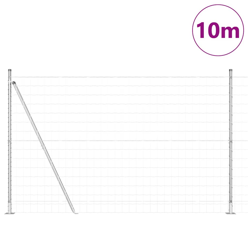 Vidaxxl Zaun mit Pfosten Silber 1,4 x 10 m Stahl