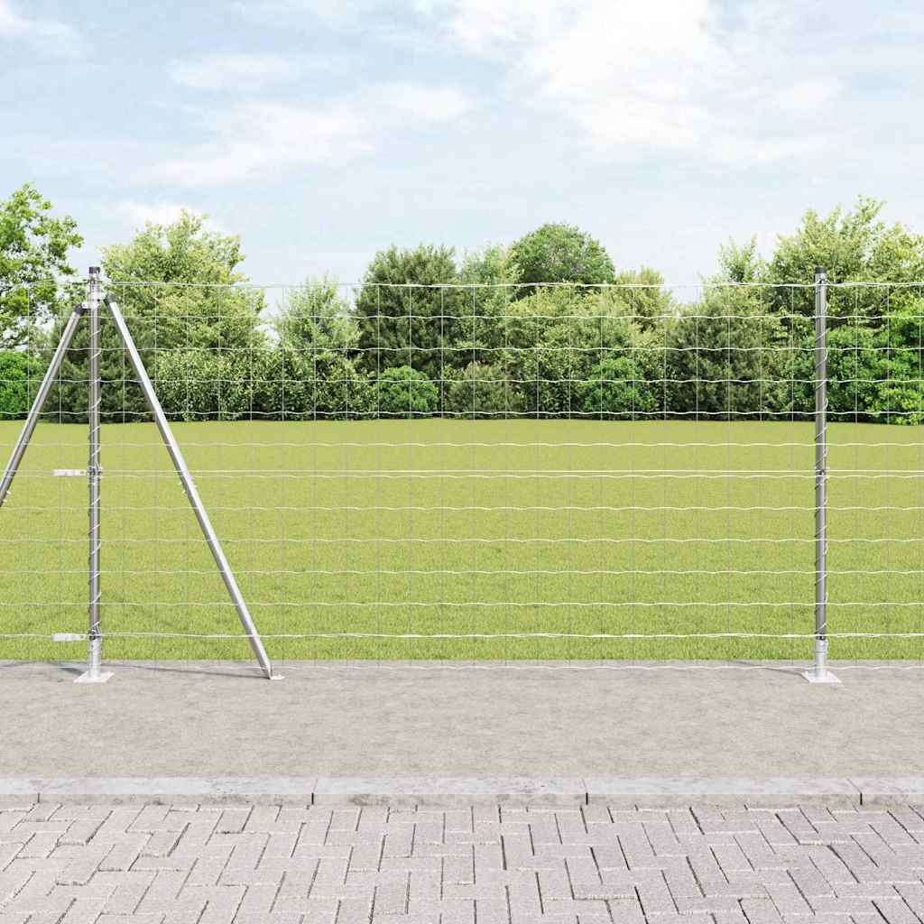 Vidaxxl Zaun mit Pfosten Silber 1,2 x 10 m Stahl
