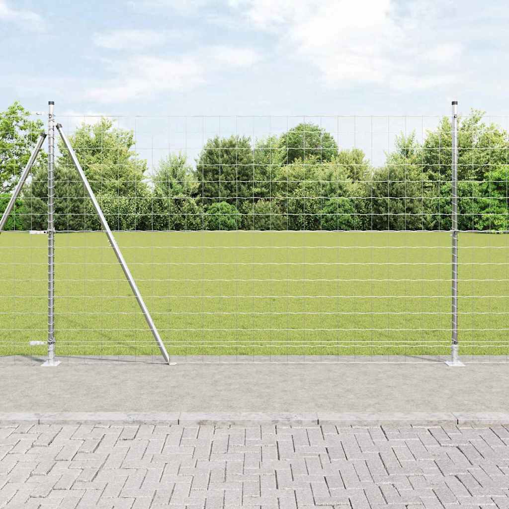 Vidaxxl Zaun mit Pfosten Silber 1,4 x 10 m Stahl