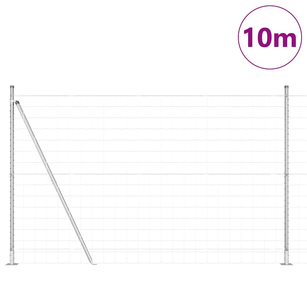 Vidaxl Zaun mit Pfosten Silber 1,5 x 10 m Stahl