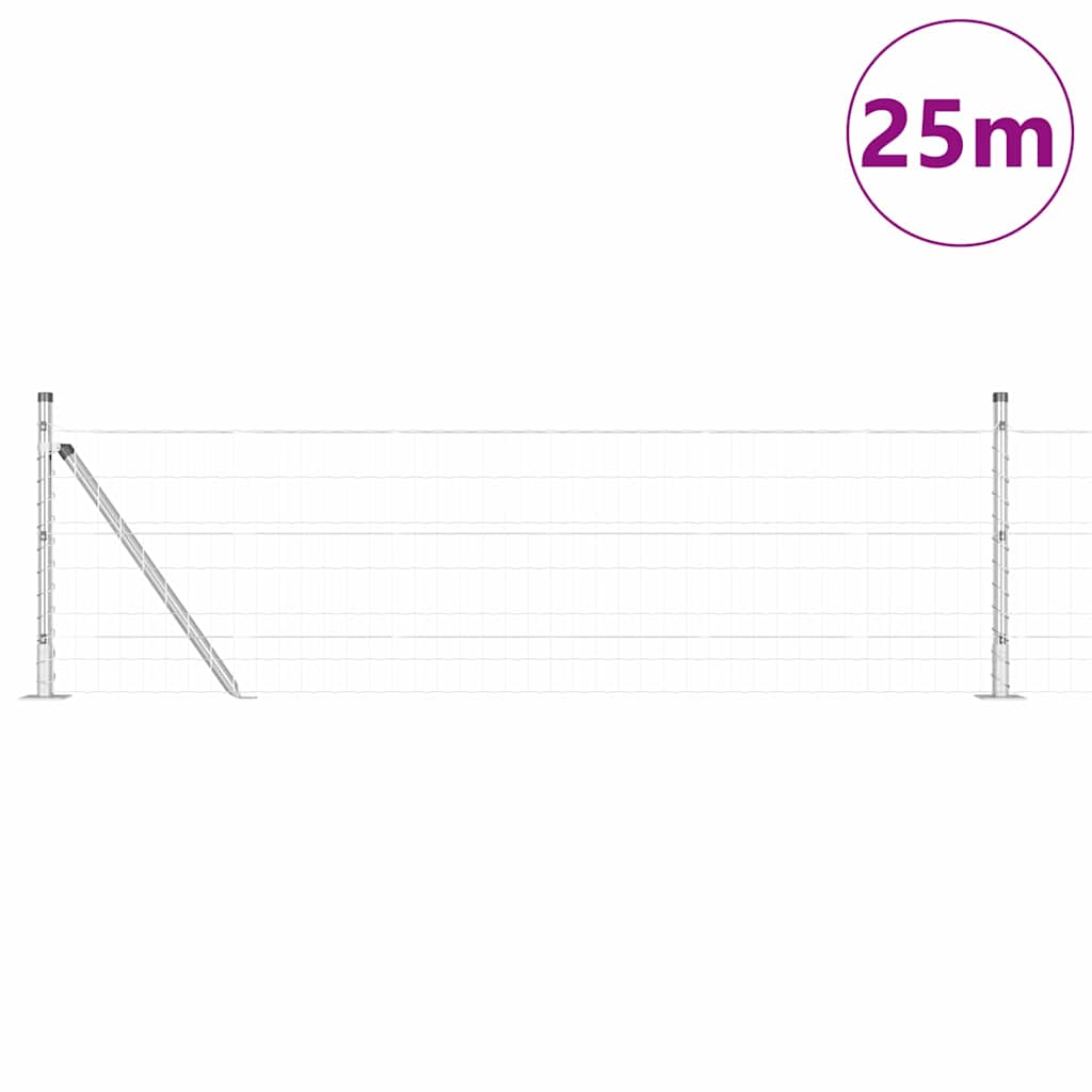 Vidaxxl Zaun mit Pfosten Silber 0,6 x 25 m Stahl