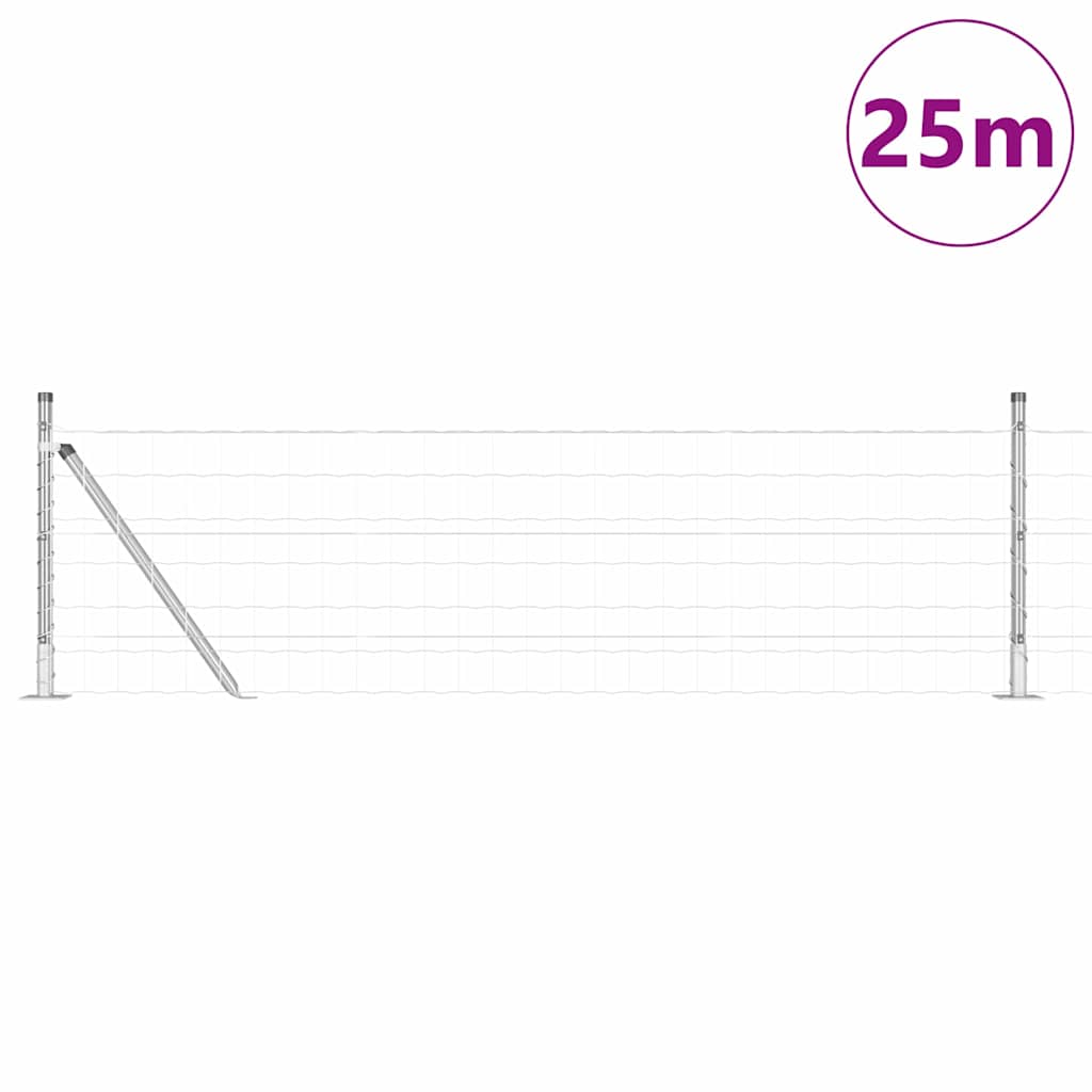 Vidaxxl Zaun mit Pfosten Silber 0,4 x 25 m Stahl