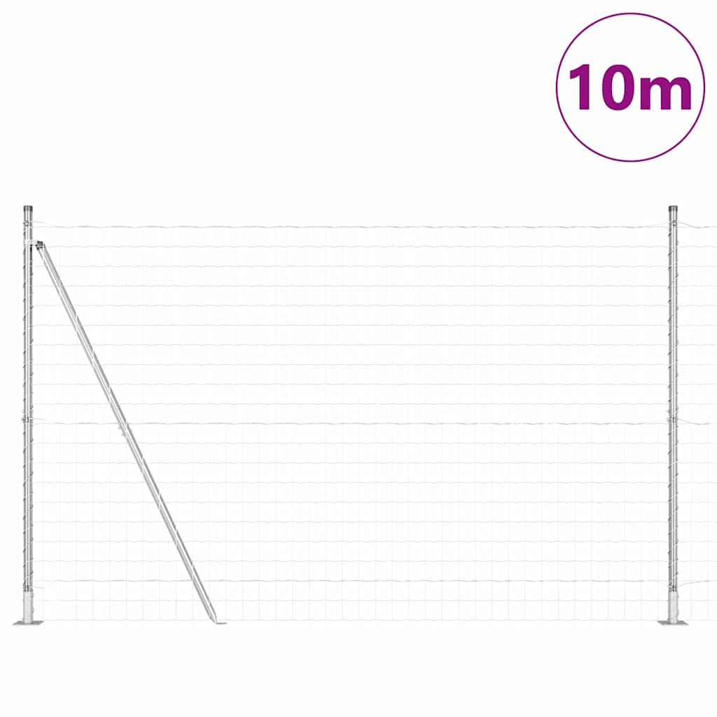 Vidaxl Zaun mit Pfosten Silber 1,5 x 10 m Stahl