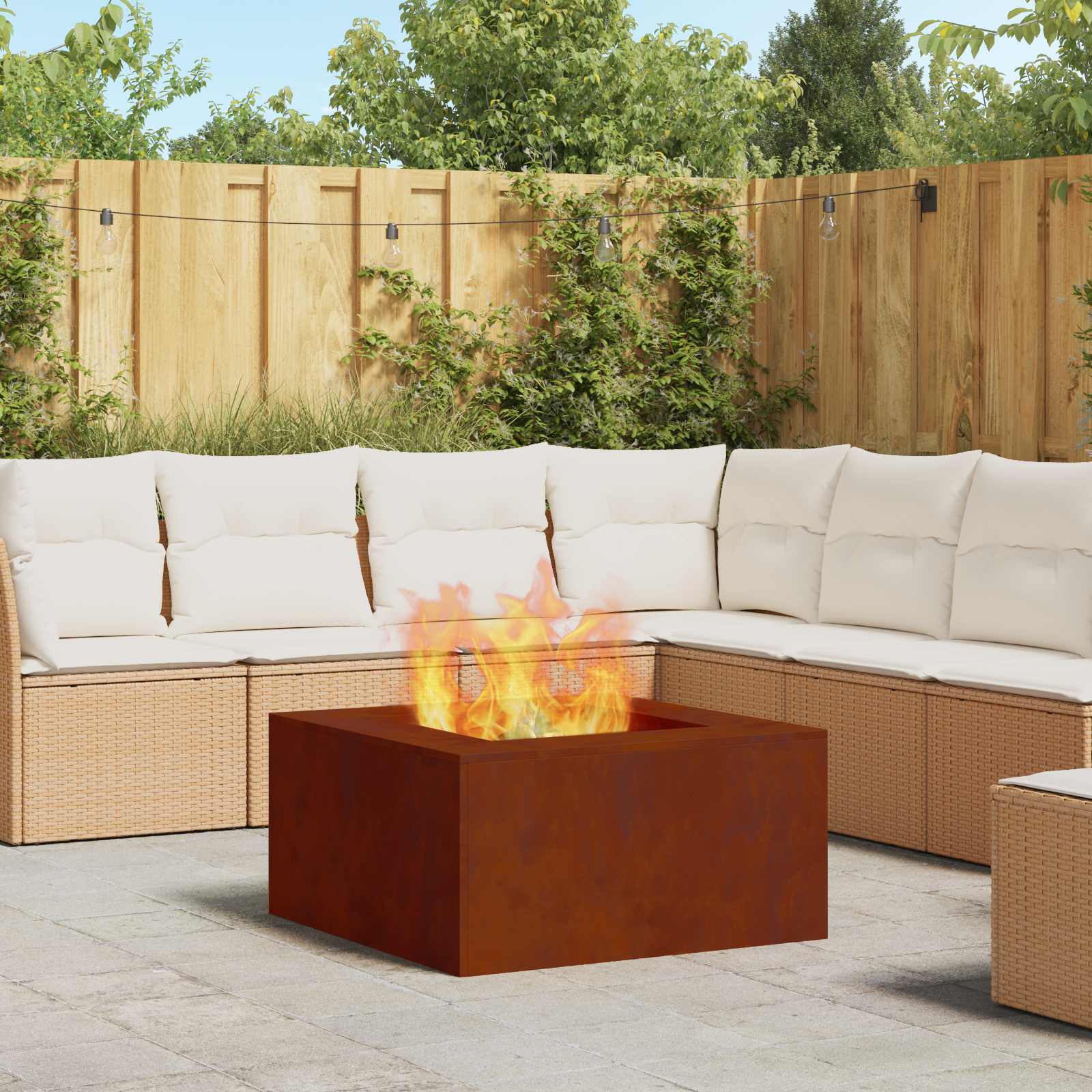 Vidaxl Feuerkorb braun 80 x 80 x 40 cm Cortenstahl