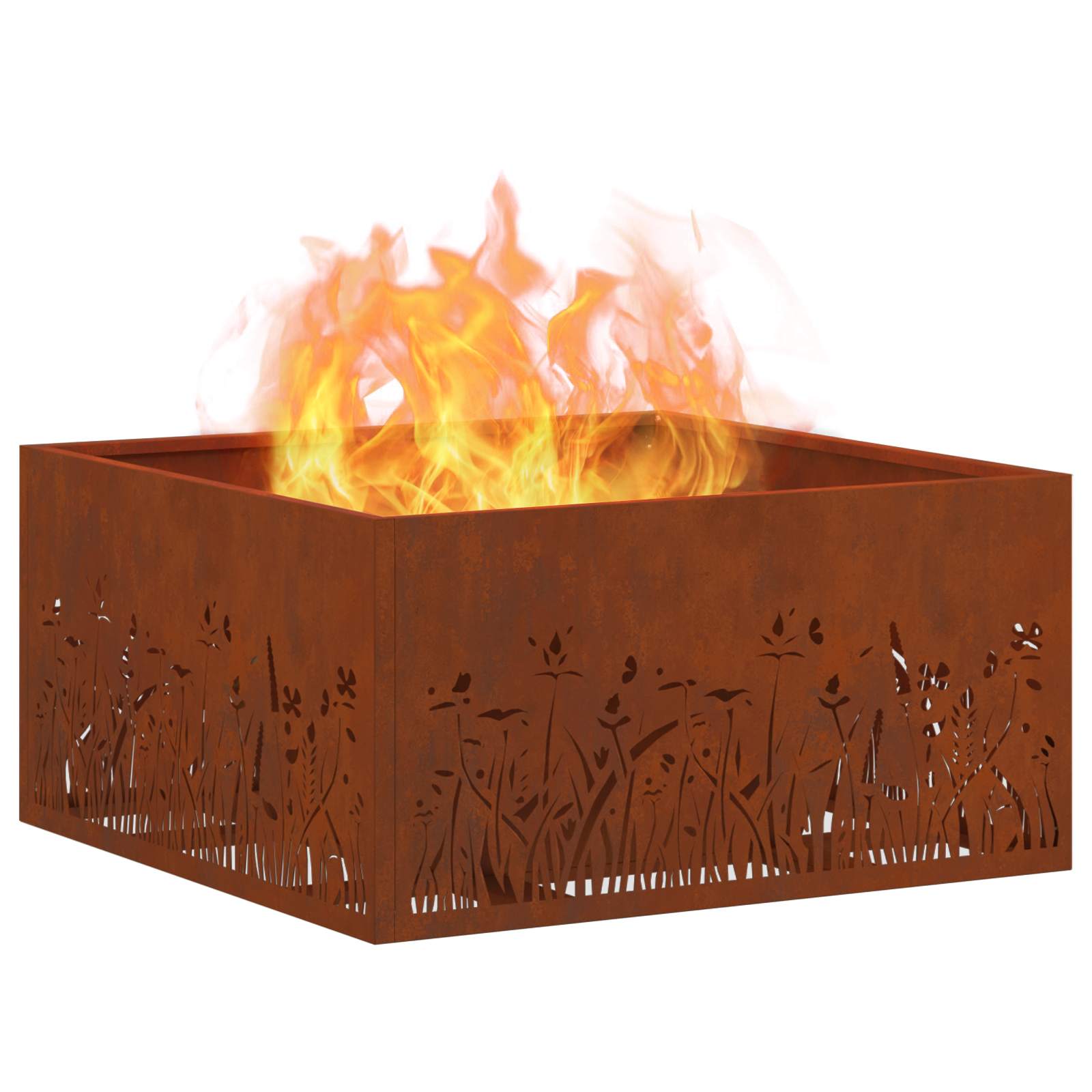 Vidaxl Feuerkorb braun 60 x 60 x 30 cm Cortenstahl