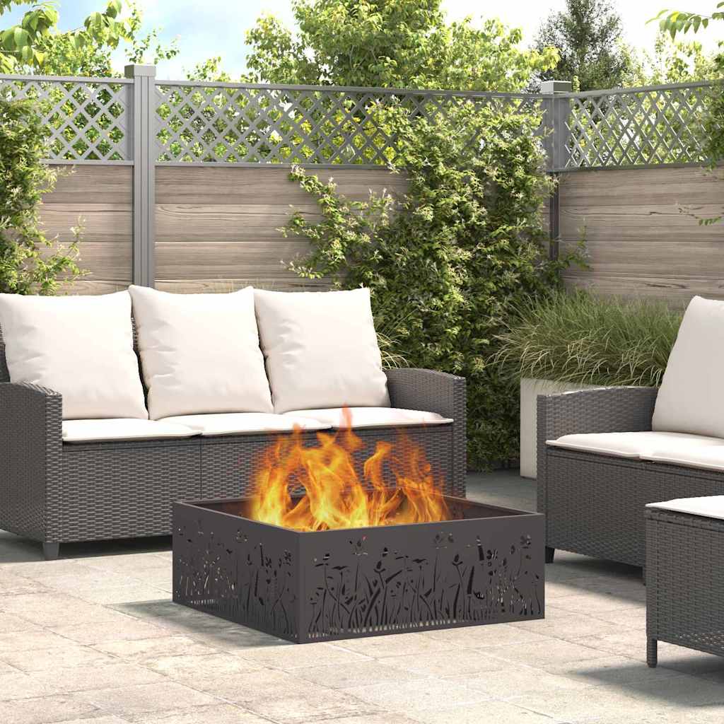 Vidaxl Feuerkorb schwarz 80 x 80 x 30 cm Stahl