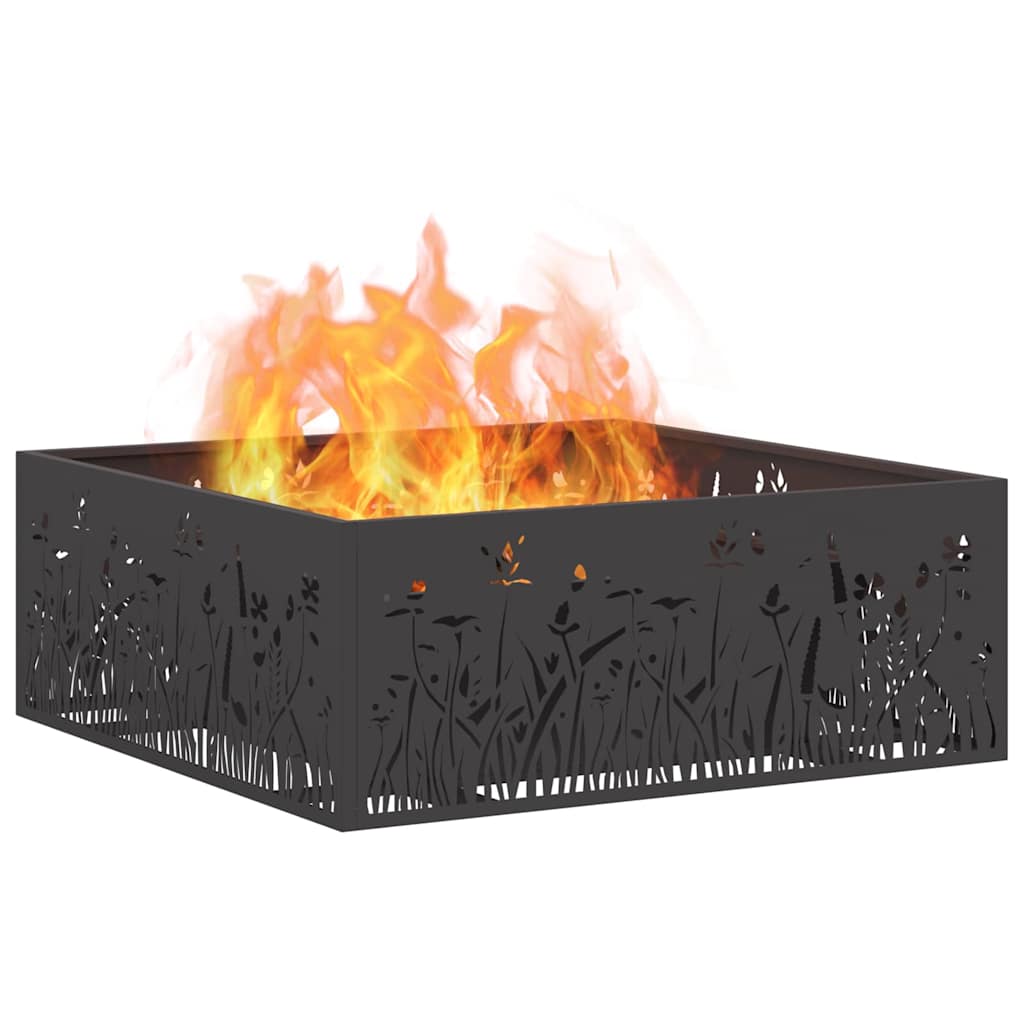 Vidaxl Feuerkorb schwarz 80 x 80 x 30 cm Stahl