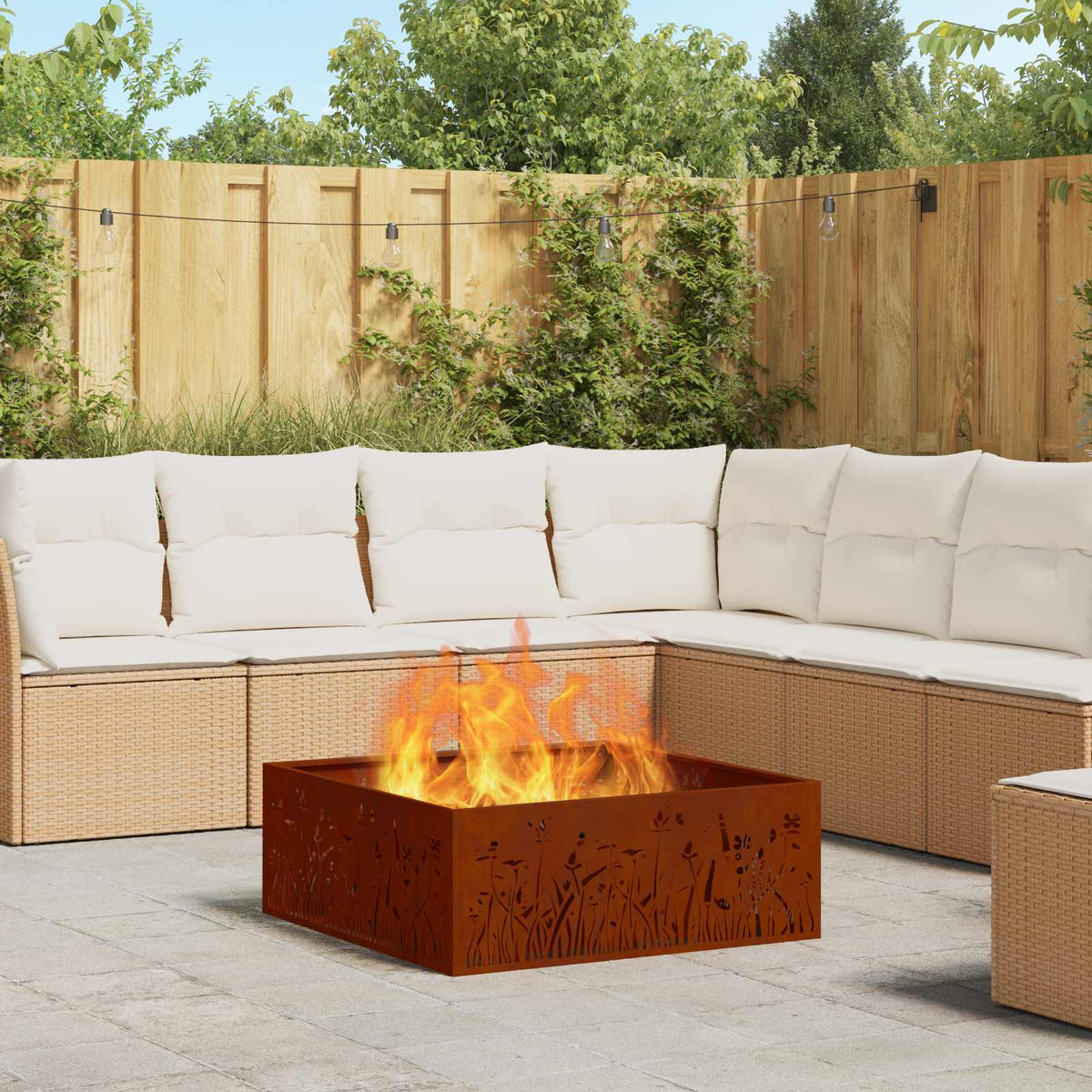 Vidaxl Feuerkorb braun 80 x 80 x 30 cm Cortenstahl