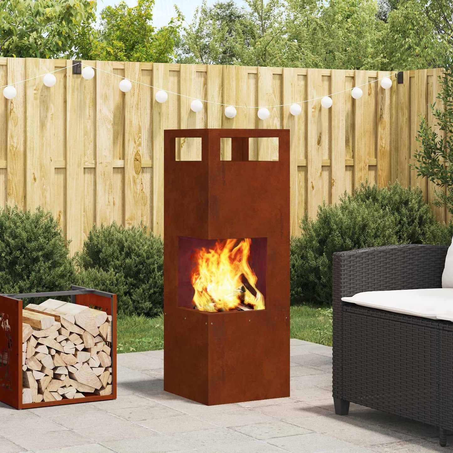 Vidaxl Feuerkorb braun 35 x 35 x 100 cm Stahl