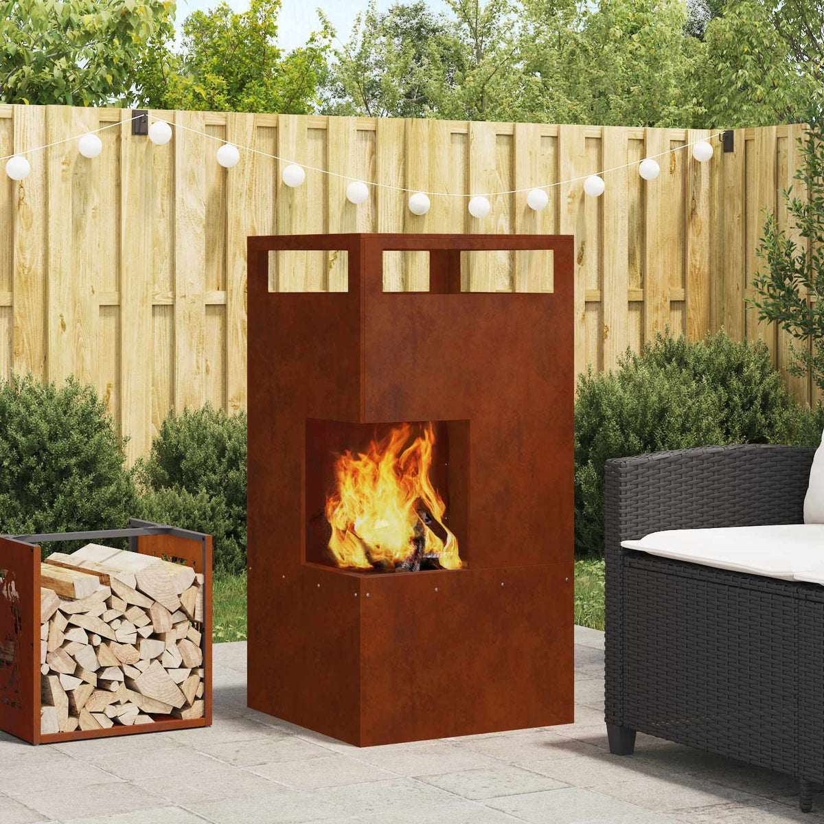 Vidaxl Feuerkorb braun 50 x 50 x 100 cm Stahl