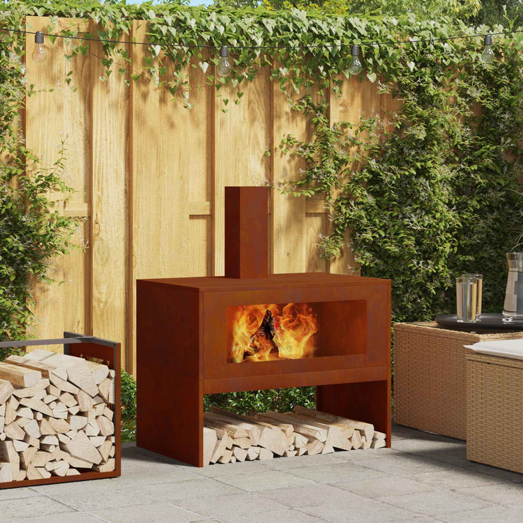 Vidaxl Feuerkorb braun 80 x 50 x 96 cm Cortenstahl
