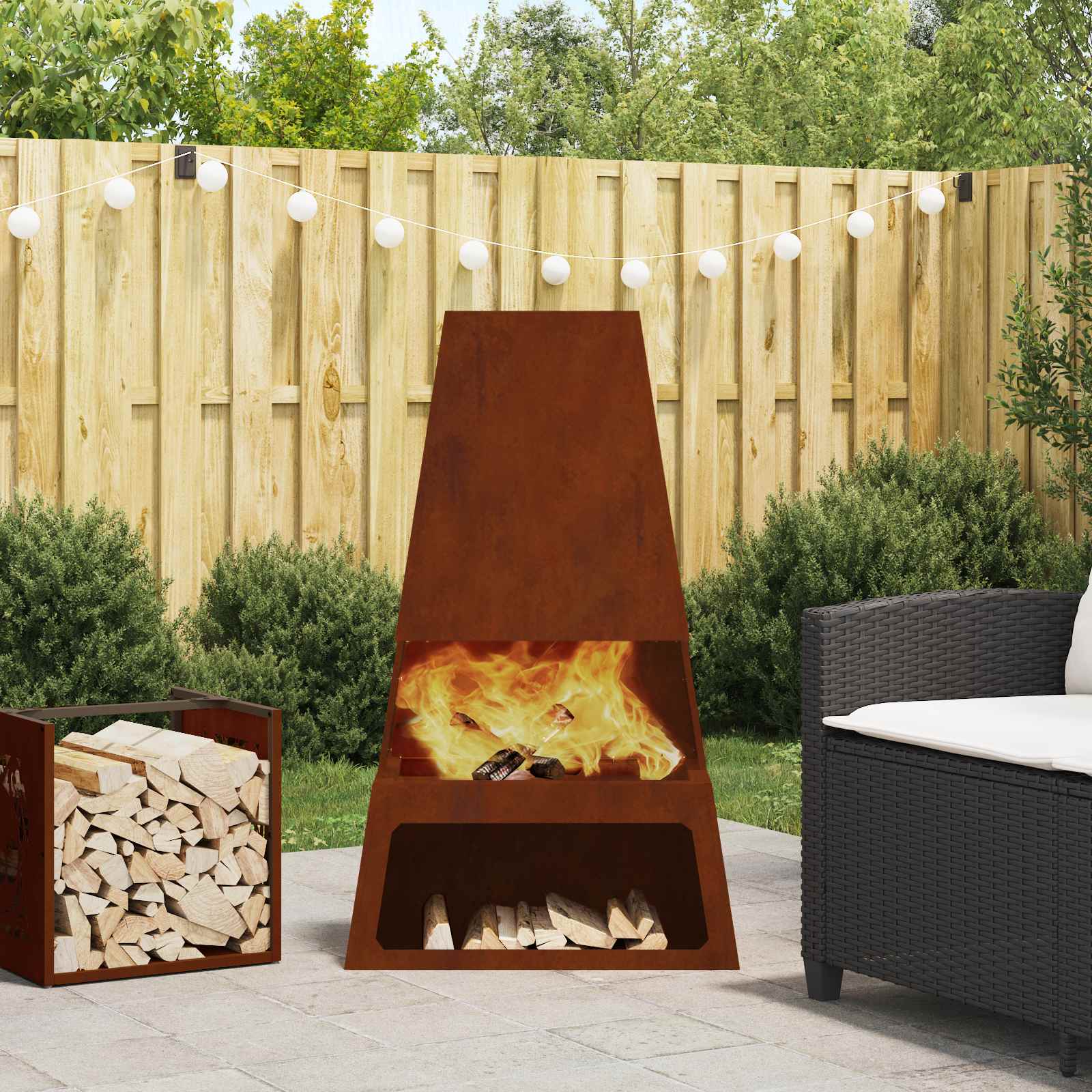 Vidaxl Feuerkorb braun 60 x 35 x 100 cm Cortenstahl