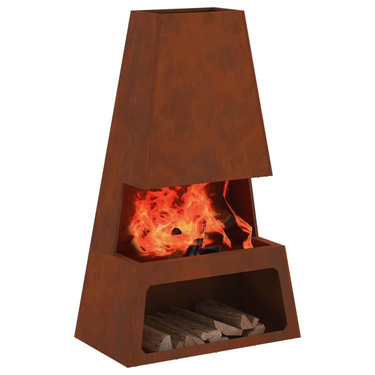 Vidaxl Feuerkorb braun 60 x 35 x 100 cm Cortenstahl