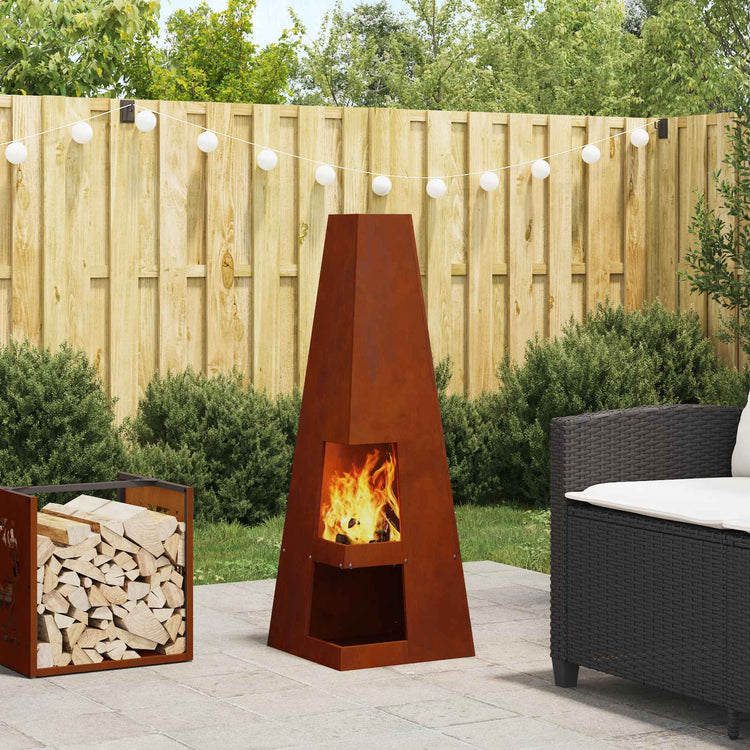 Vidaxl Feuerkorb braun 35 x 35 x 100 cm wetterbeständiger Stahl