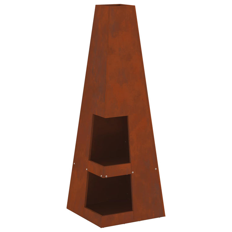 Vidaxl Feuerkorb braun 35 x 35 x 100 cm wetterbeständiger Stahl