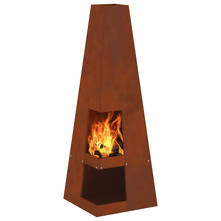 Vidaxl Feuerkorb braun 35 x 35 x 100 cm wetterbeständiger Stahl