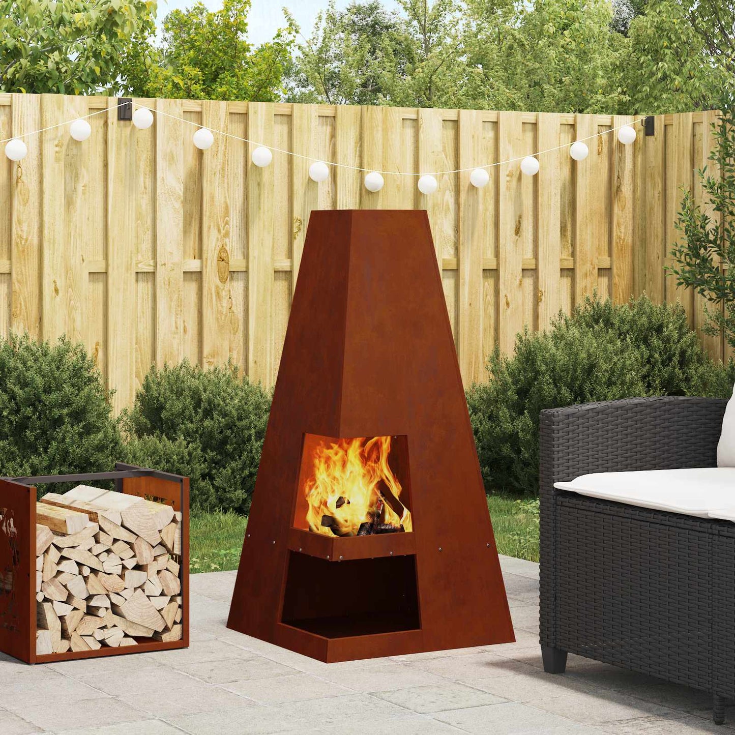 Vidaxl Feuerkorb braun 50 x 50 x 100 cm Stahl
