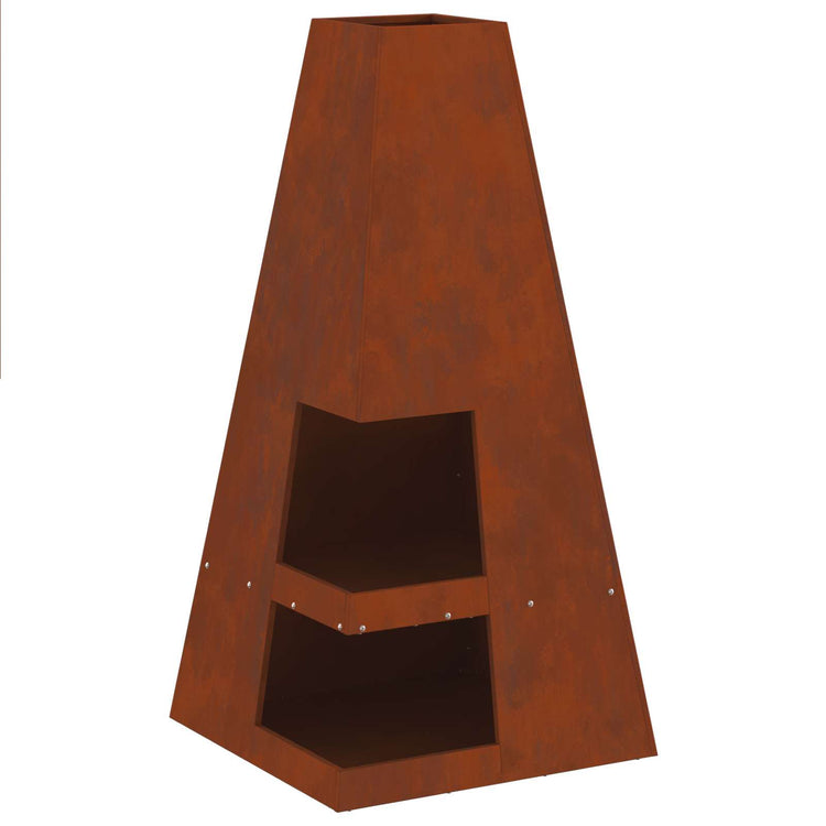 Vidaxl Feuerkorb braun 50 x 50 x 100 cm Stahl