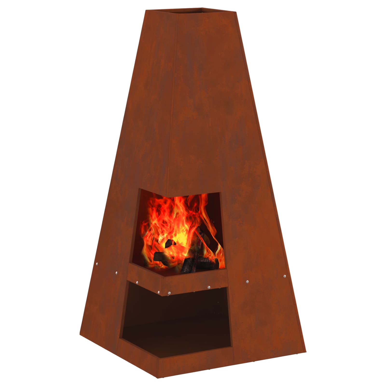 Vidaxl Feuerkorb braun 50 x 50 x 100 cm Stahl