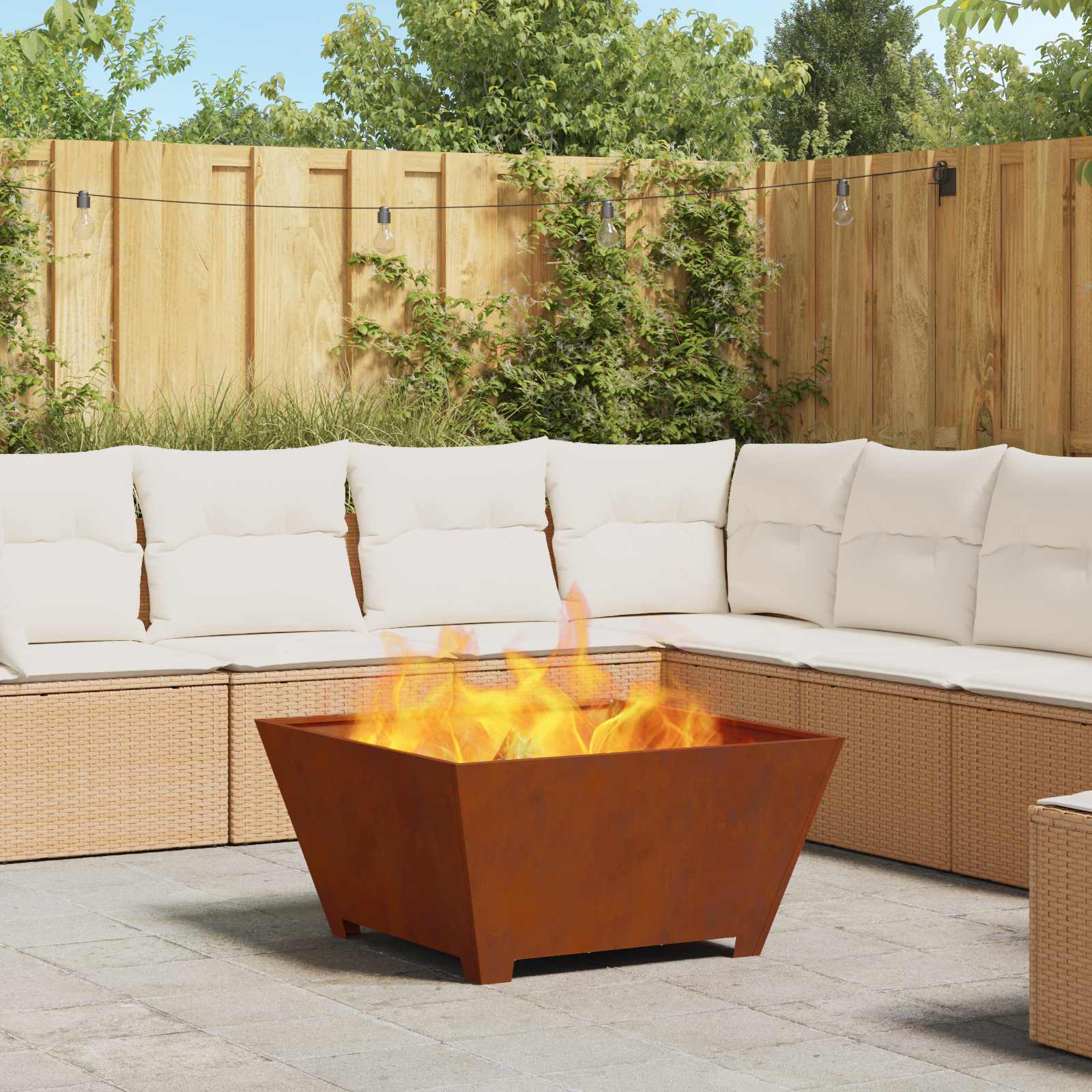 Vidaxl Feuerkorb braun 80 x 80 x 40 cm Cortenstahl